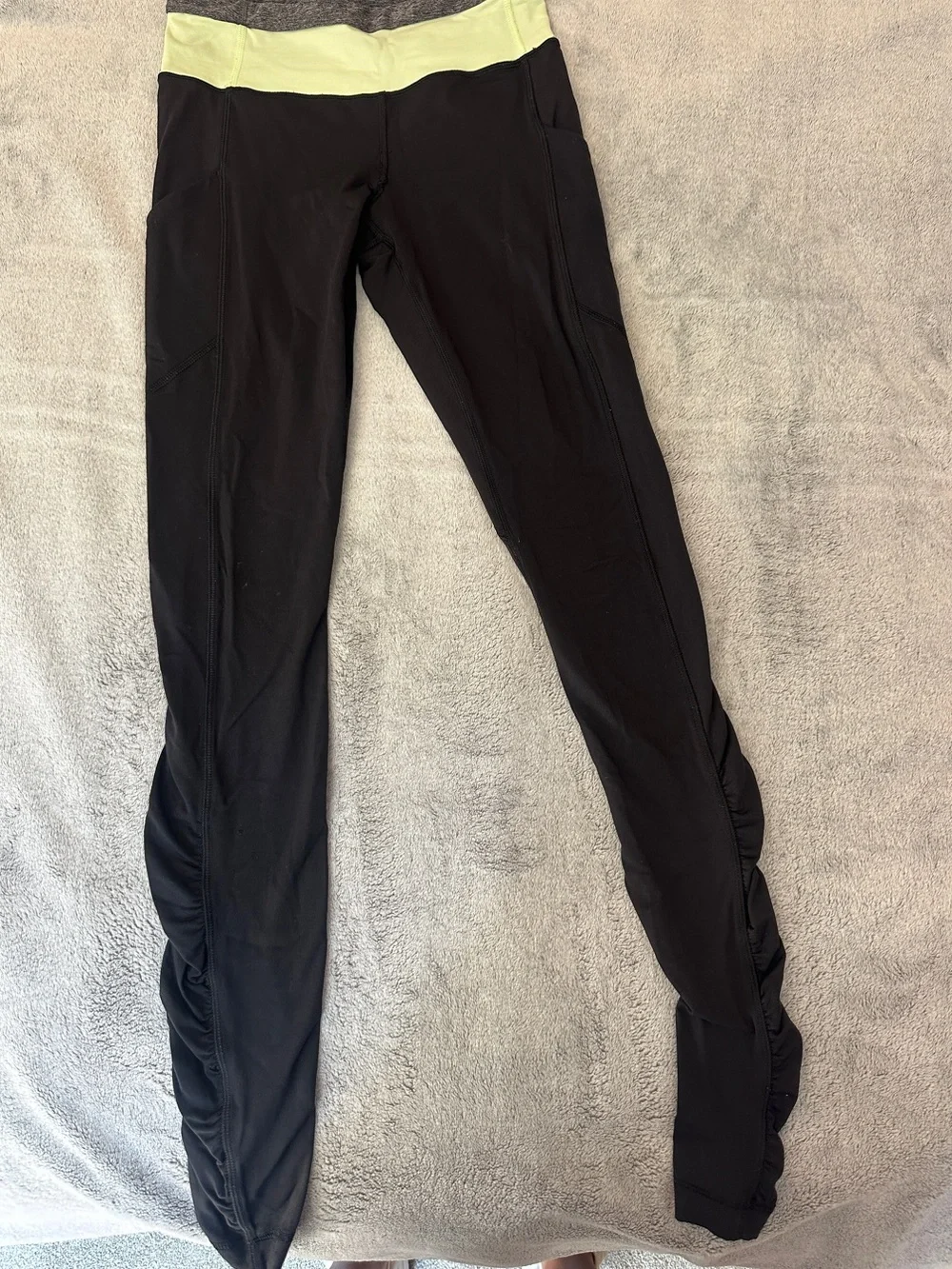 Black Leggings with Lime Waistband